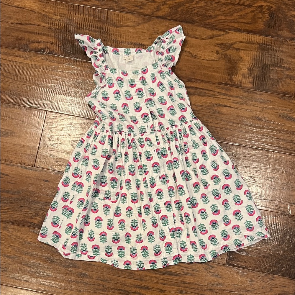 J. Crew Crewcuts White Dress with Pink & Teal Floral Print